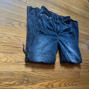 H&M - black mom distressed jeans, size 4, worn once, perfect condition